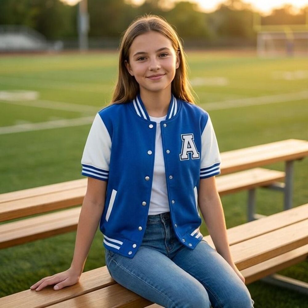 Roma Concepts Short Sleeve Varsity Jacket Teen Sz M